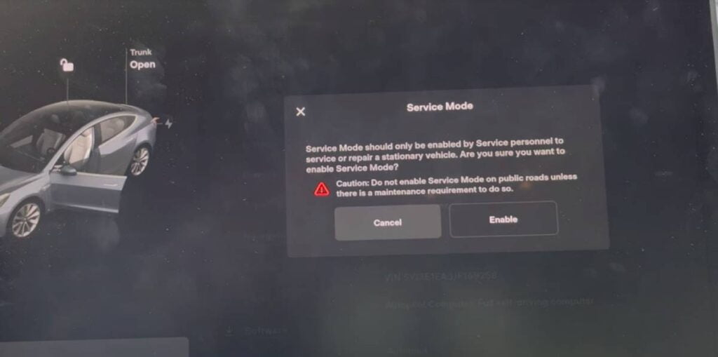 Service mode Tesla Check battery health step 5