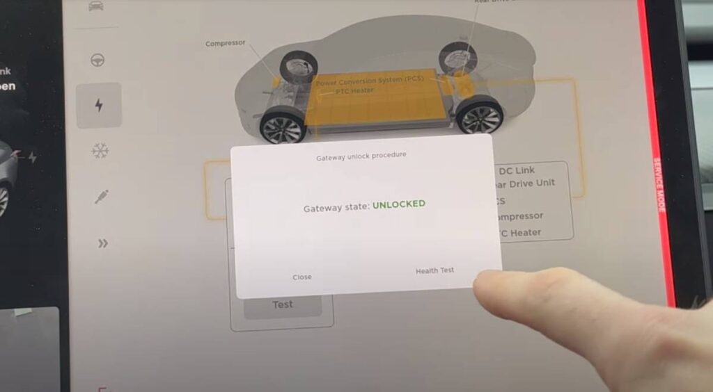 Service mode Tesla Check battery health step 10