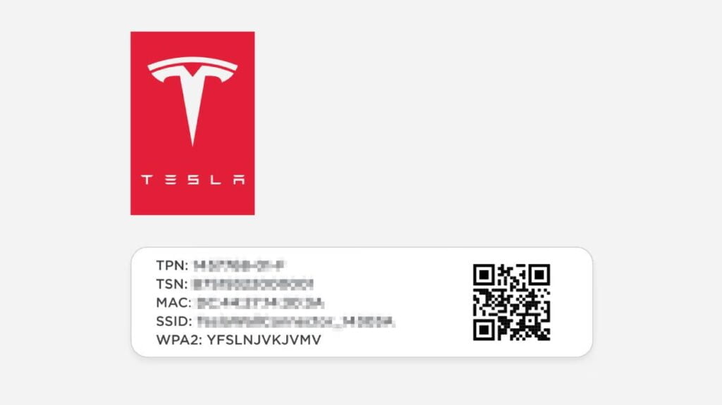 Tesla wall connector wifi password location on QuickStart guide