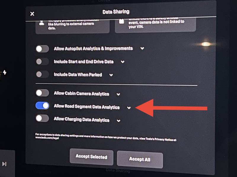 Tesla charge stats not showing Enable road segment data analytics