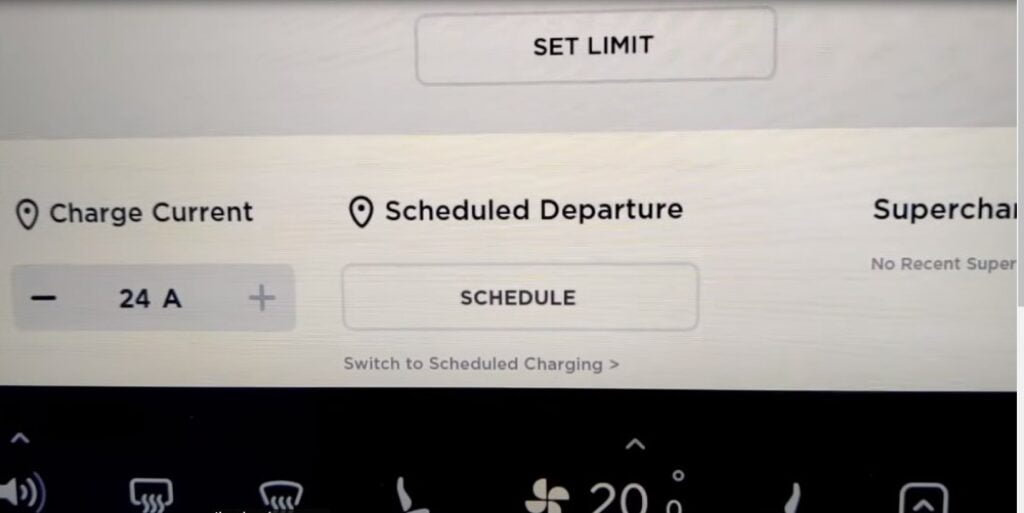 Tesla schedule departure settings