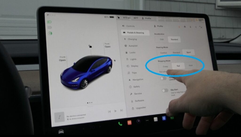 Tesla stopping mode 1